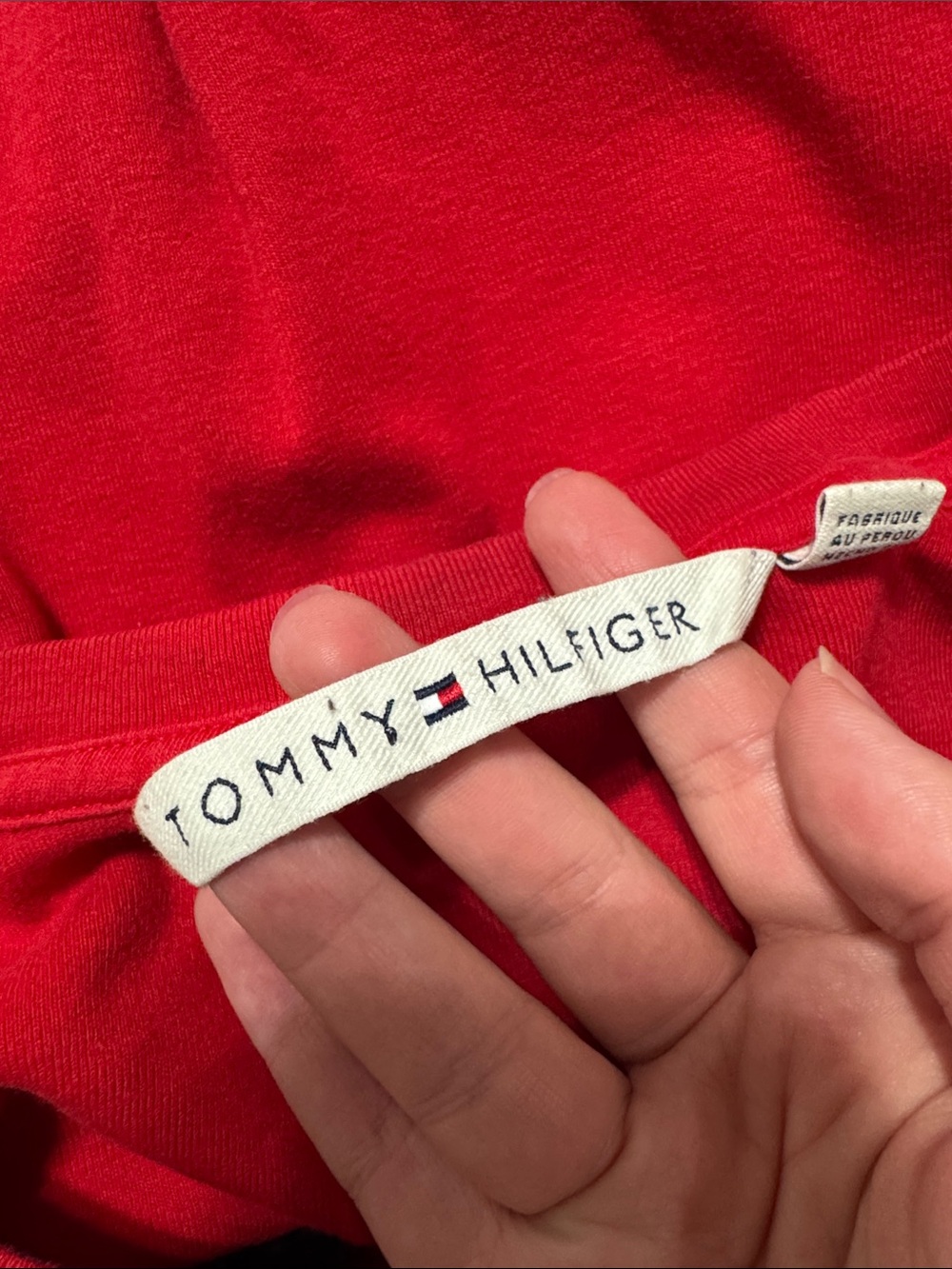 Tommy Hilfiger Vintage Red V‑Neck Long Sleeve Top Stripe Logo Street-style sz XL - Picture 6 of 9